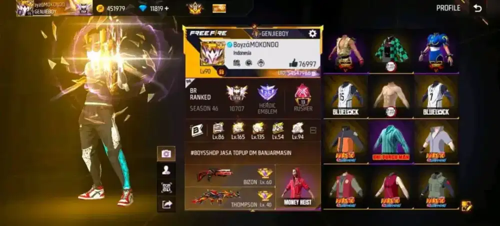 Jual akun FF Log Google