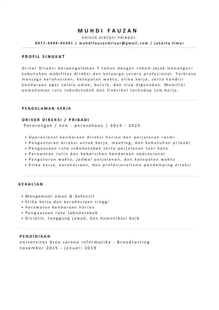 Driver direksi pribadi