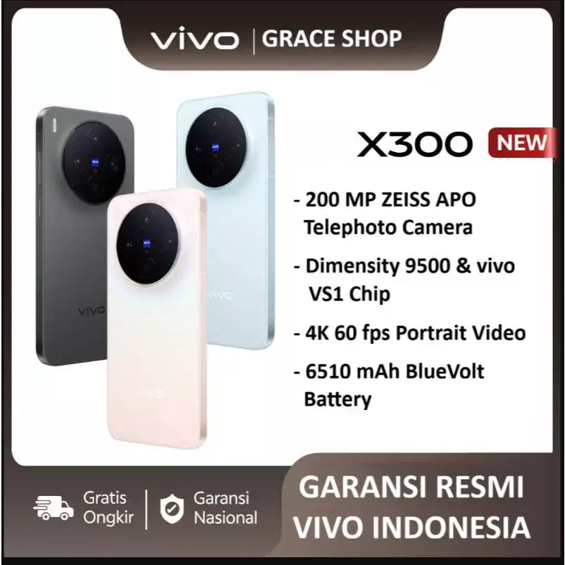 Vivo X300 12+256 GB / 16+512 GB, 200MP ZEISS Main Camera-GARANSI RESMI