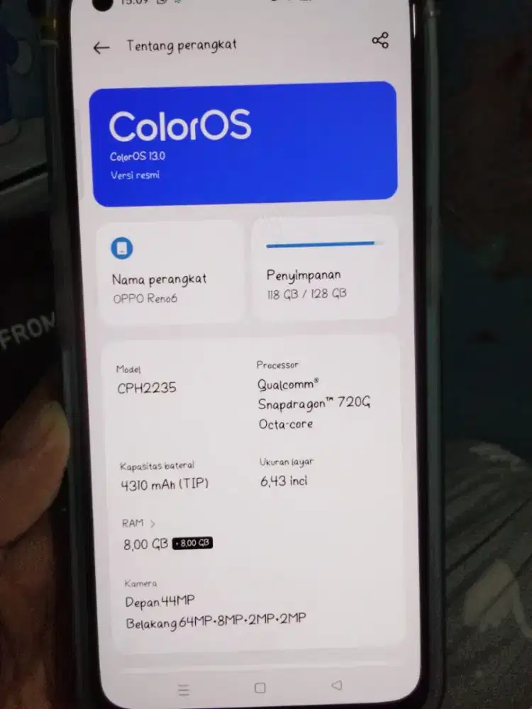 Jual hp Oppo Reno 6 fullset full orian