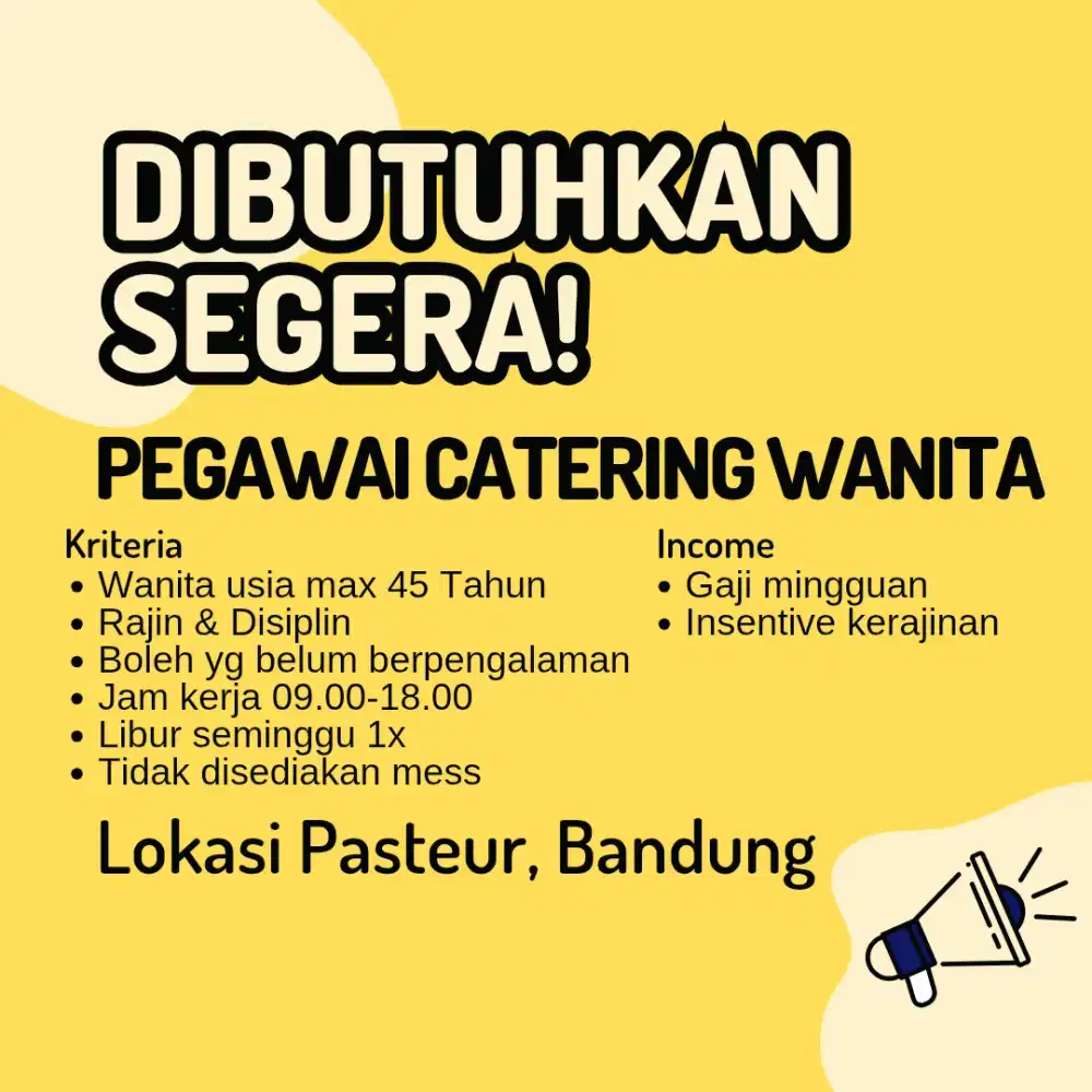 Lowongan Kerja Pegawai Catering Wanita Bandung
