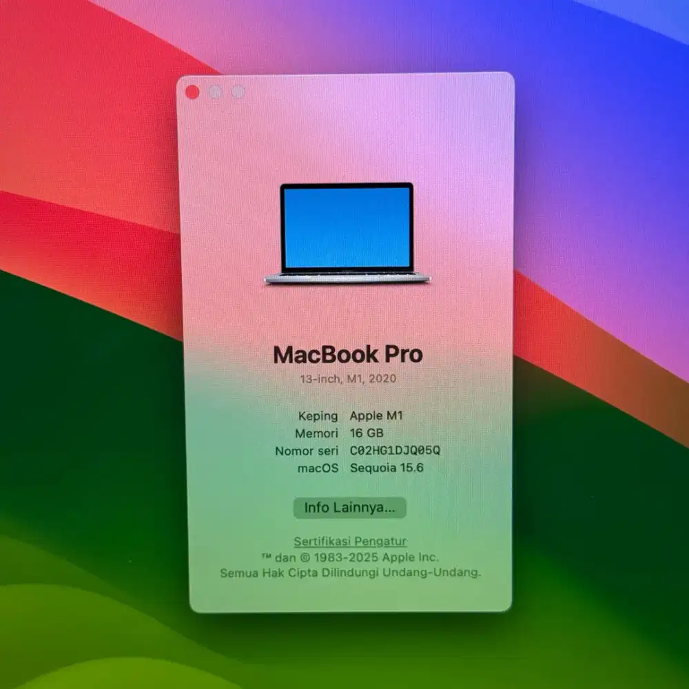Macbook Pro M1 layar 13 Inch Ram 16 Ssd 256 Silver buat desain