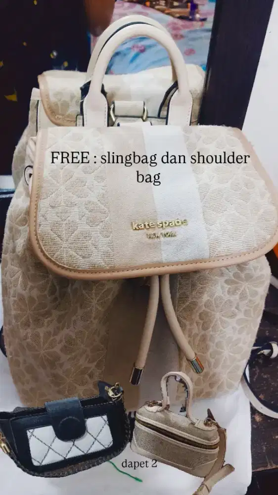 kate spade ransel coral FREE card holder merk selusa pink juga