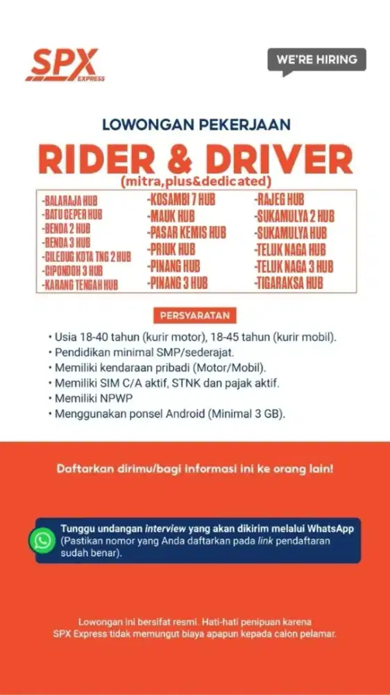 DIBUTUHKAN SEGERA BANYAK KURIR SHOPPE XPRESS