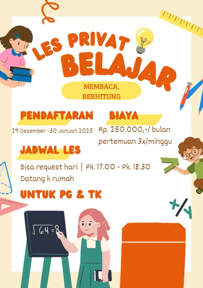 Menerima Les Privat PG & TK