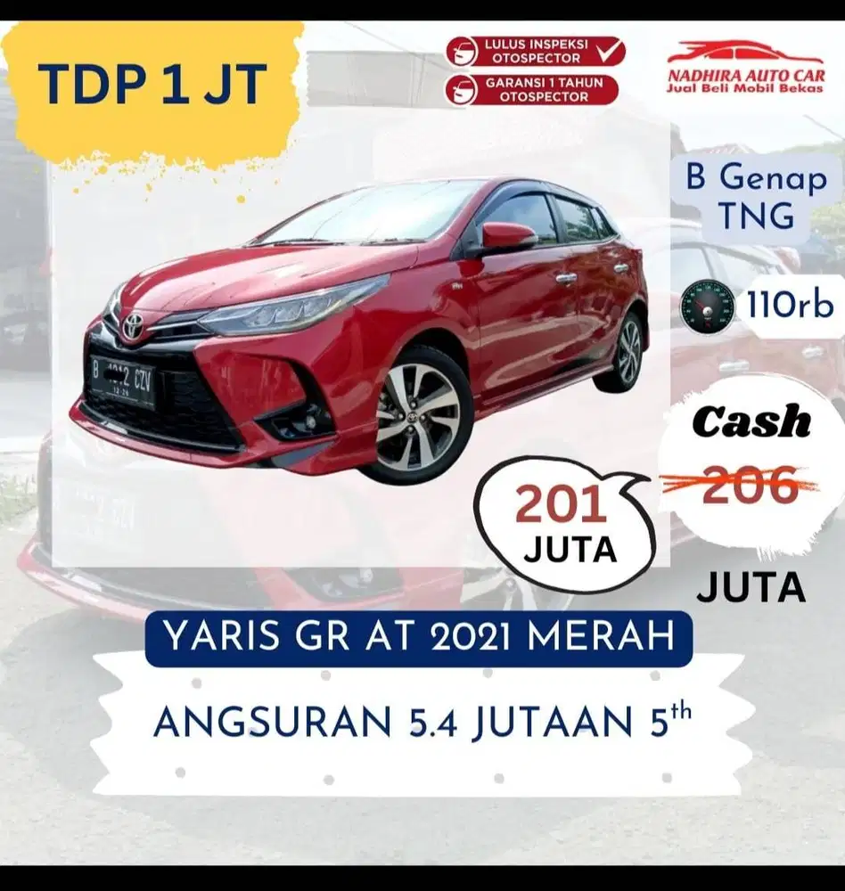 Promo DP 1 Juta Yaris GR AT 2021 Merah