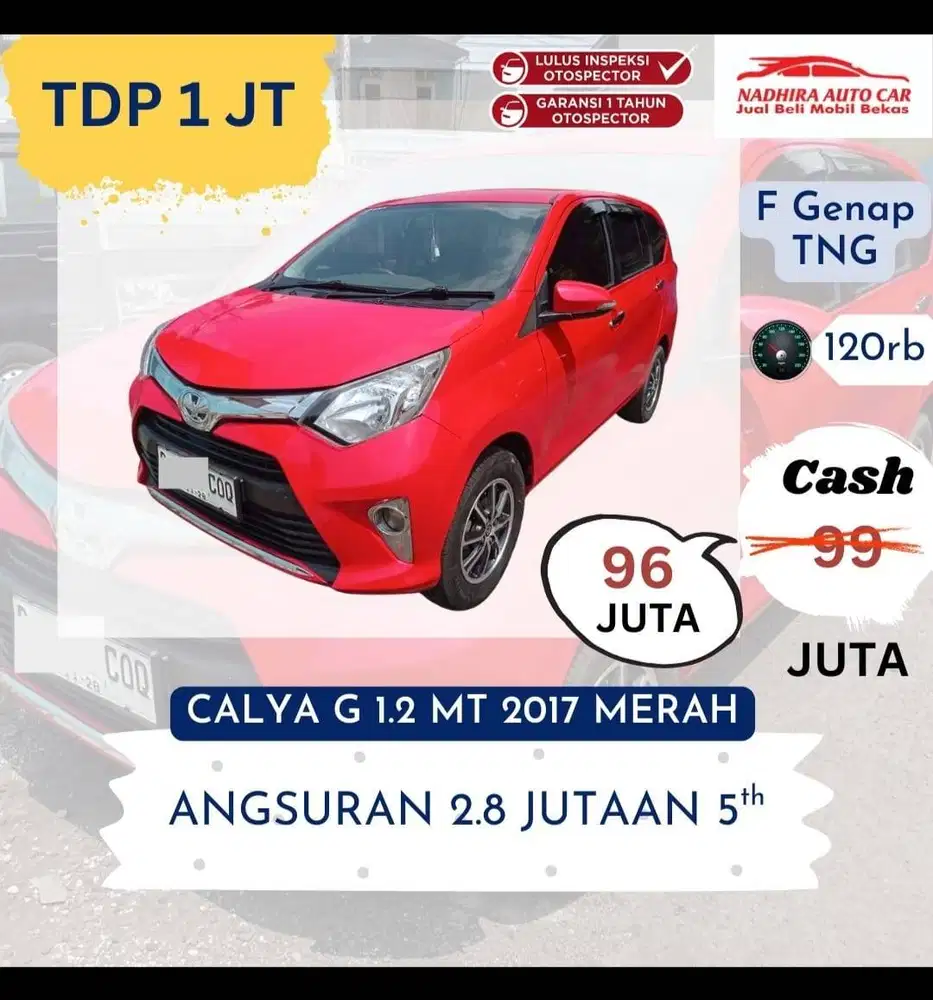 Promo TDP 1 Juta Calya G 1.2 MT 2017 Merah