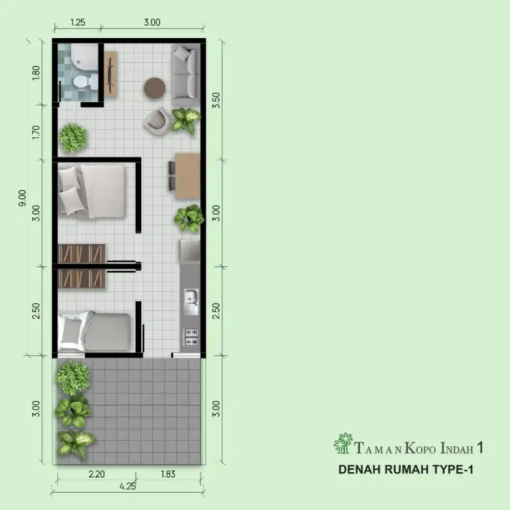 SEWA RUMAH BULANAN TKI 1 blok G (RP. 2.400.000/ BULAN)