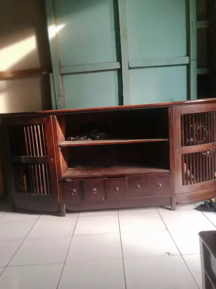 Jual lemari tv bahan jati