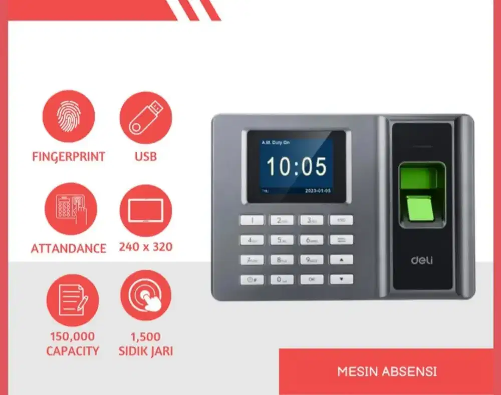 DIGITAL DELI S152 MESIN ABSEN FINGER PRINT