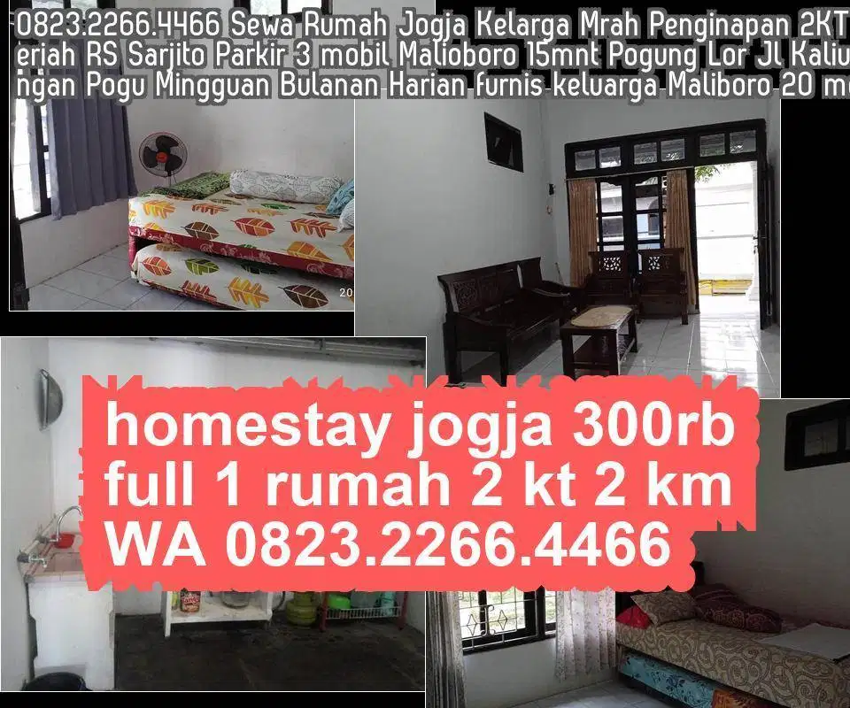 Homestay Yogya 2KT Kelurga Bulanan Mingguan Harian Plemburan Malioboro
