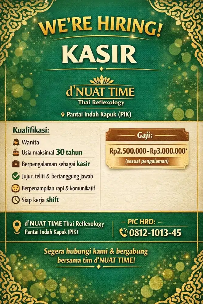 Loker Kasir Refleksi PIK