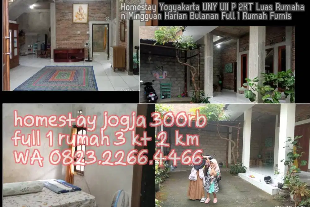 Homestay Yogyakarta UNY UII P 2KT Luas Rumahan Mingguan Harian Bulanan