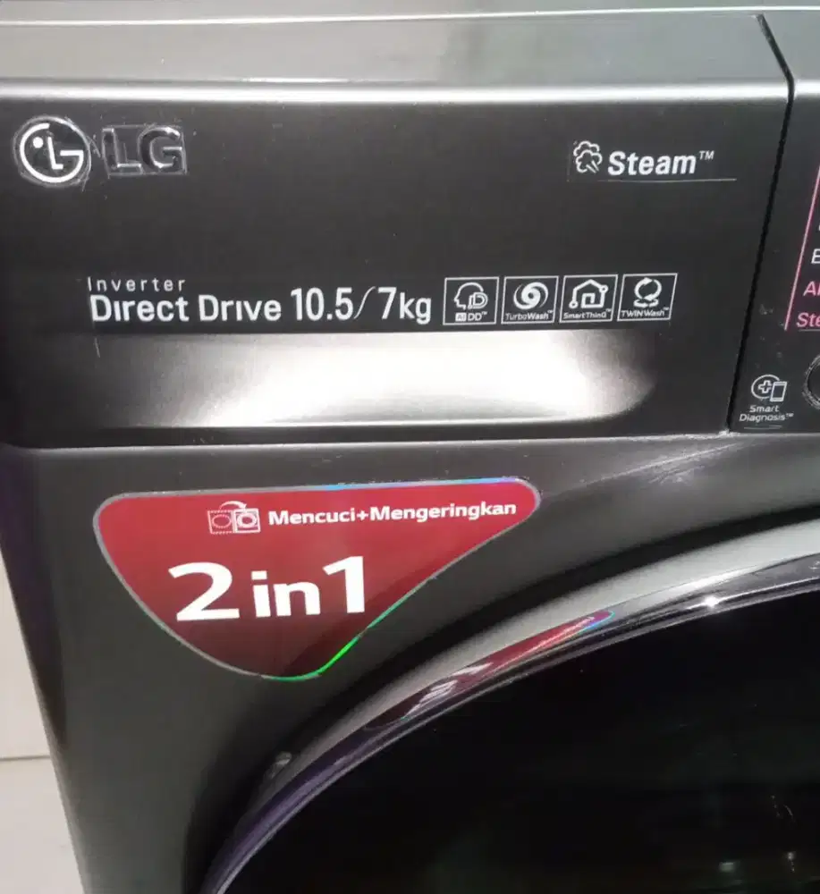 Mesin Cuci Frontloading LG 10,5/7kg,sdh dryer bs kering 100%,Likenew