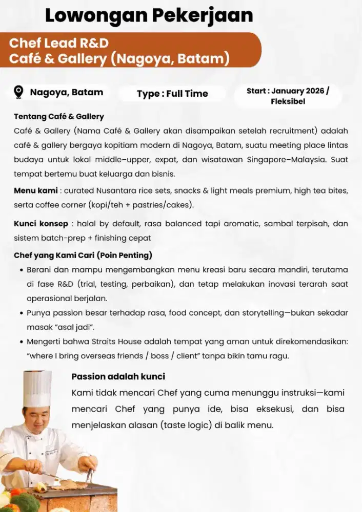 loker batam Chef Koki