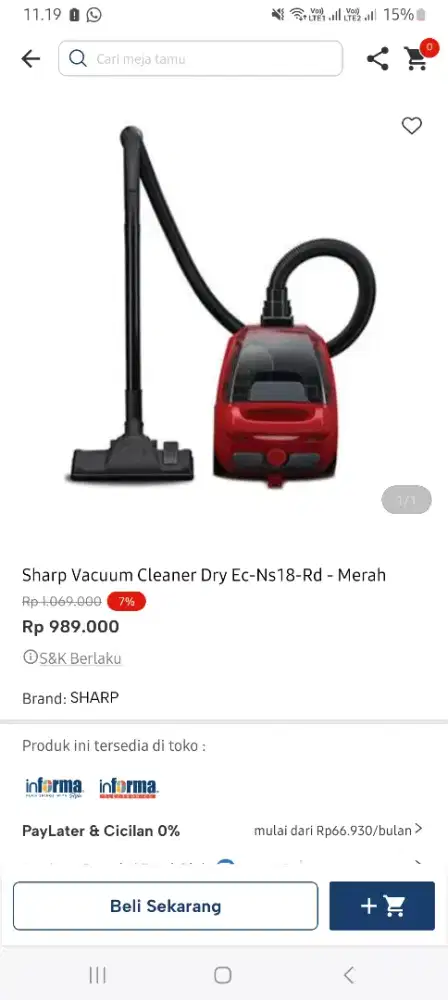 VAKUM CLEANER SHARP.