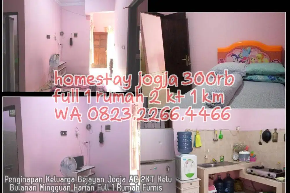Penginapan Keluarga Gejayan Jogja AC 2KT Kelu  Bulanan Mingguan Harian