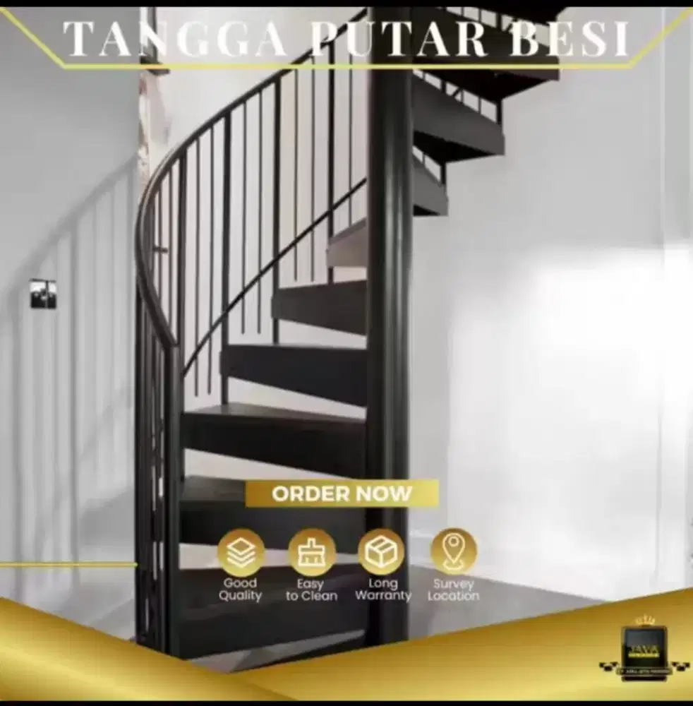 Tangga Putar Besi Minimalis Terlaris Pijakan Plat Bordes Besi Pipa