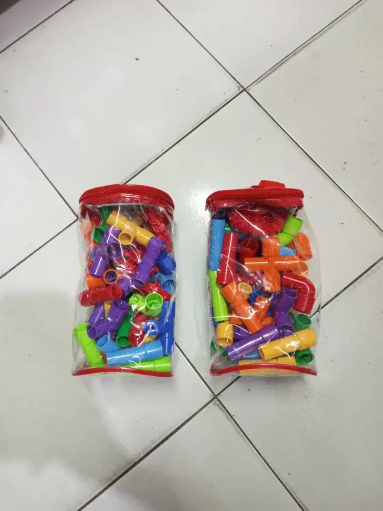 Mainan anak pipa puzzle tas