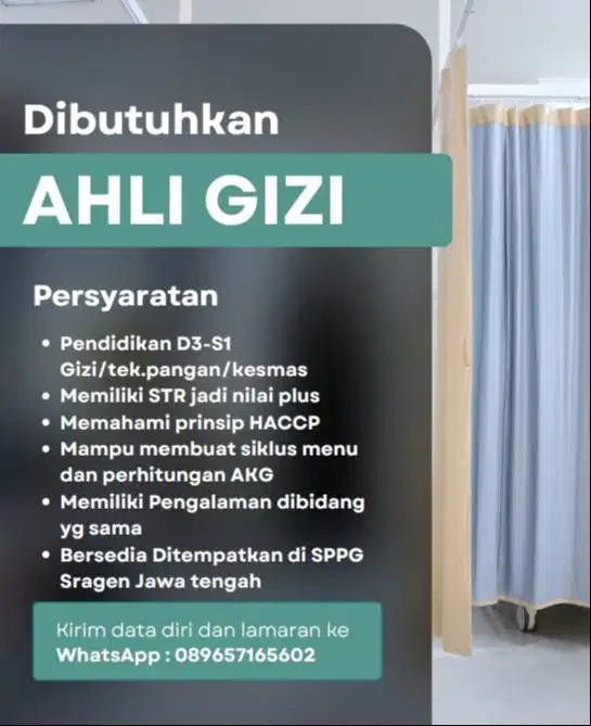 LOWONGAN KERJA AHLI GIZI BGN