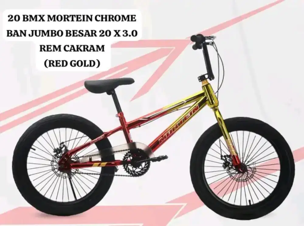 Sepeda Anak Cowok BMX Mortein uk20 sudah cakram ban jumbo 3.0