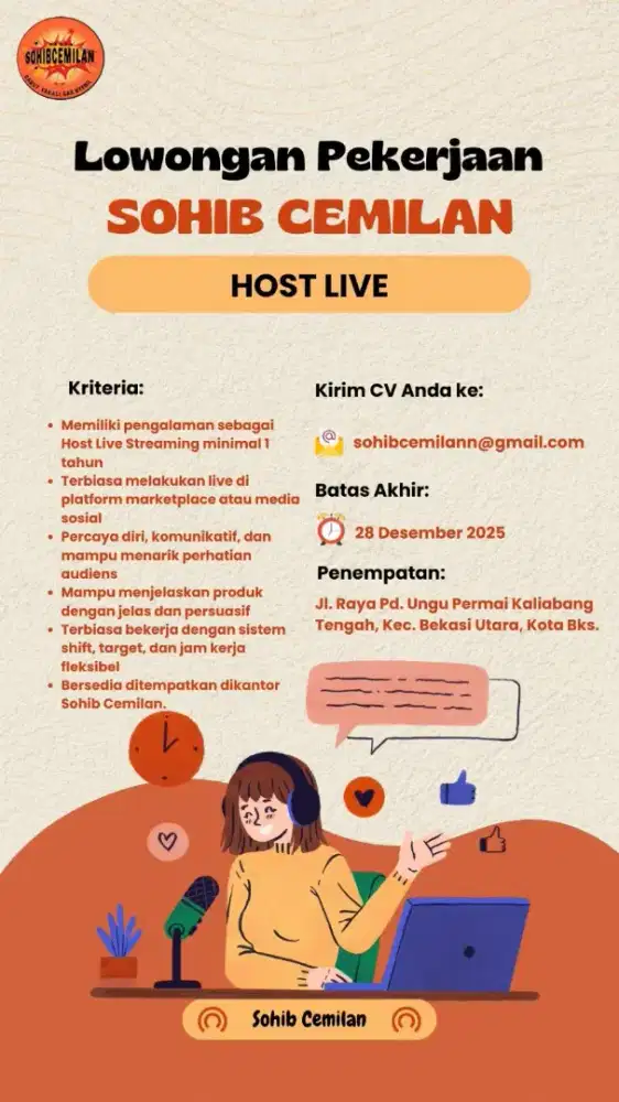 LOKER (LOWONGAN KERJA) HOST LIVE