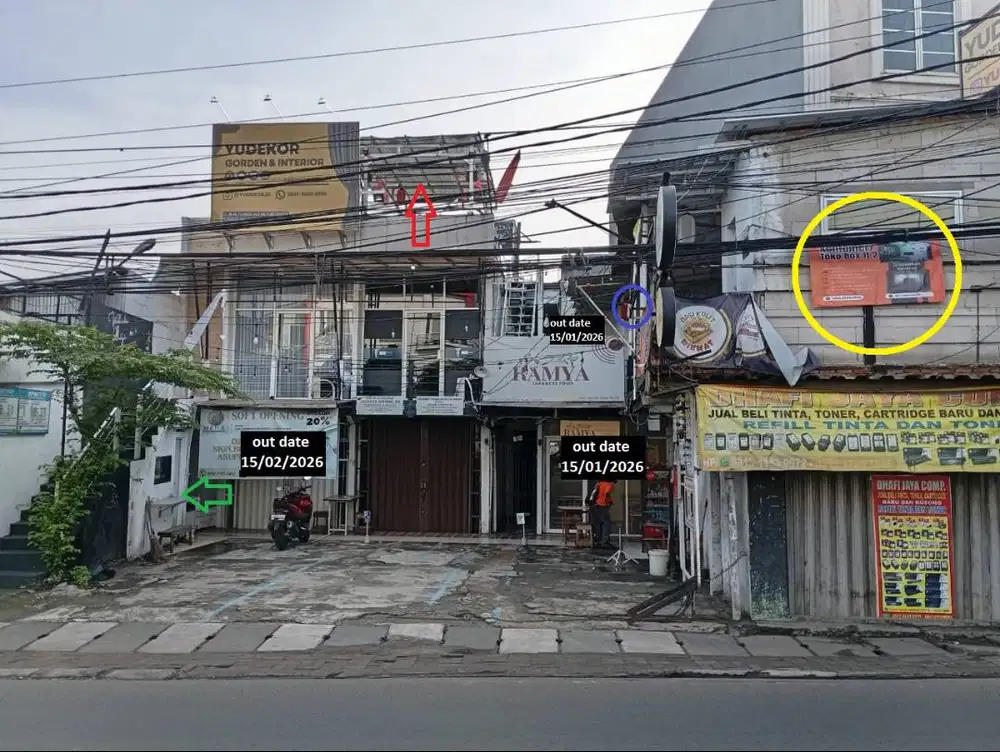 Dikontrakan sewa Toko, Kios, Kontainer box ada Rooftop Pinggir Jalan