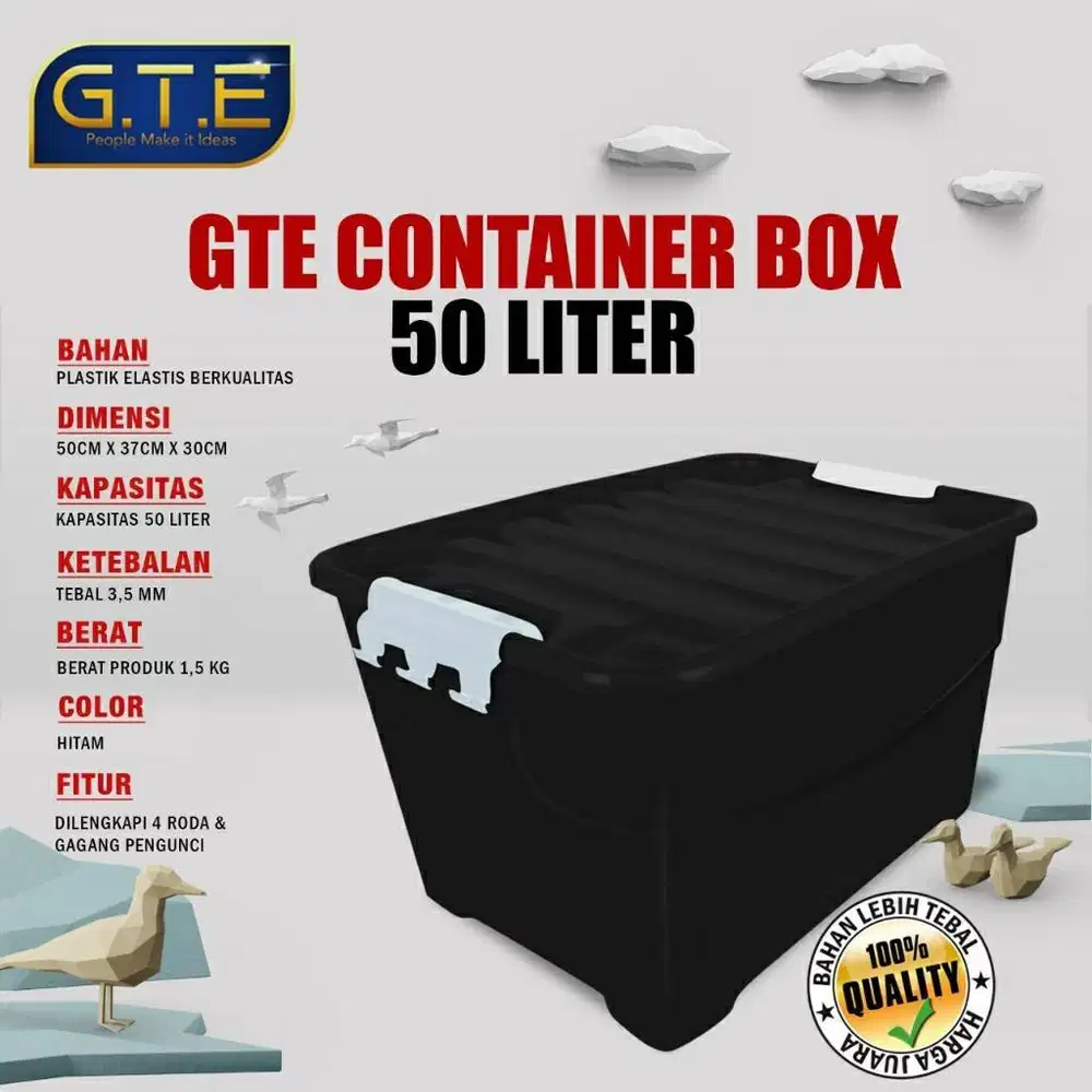 Container Box | kontainer Box Plastik | Kotak Penyimpanan 50L murah