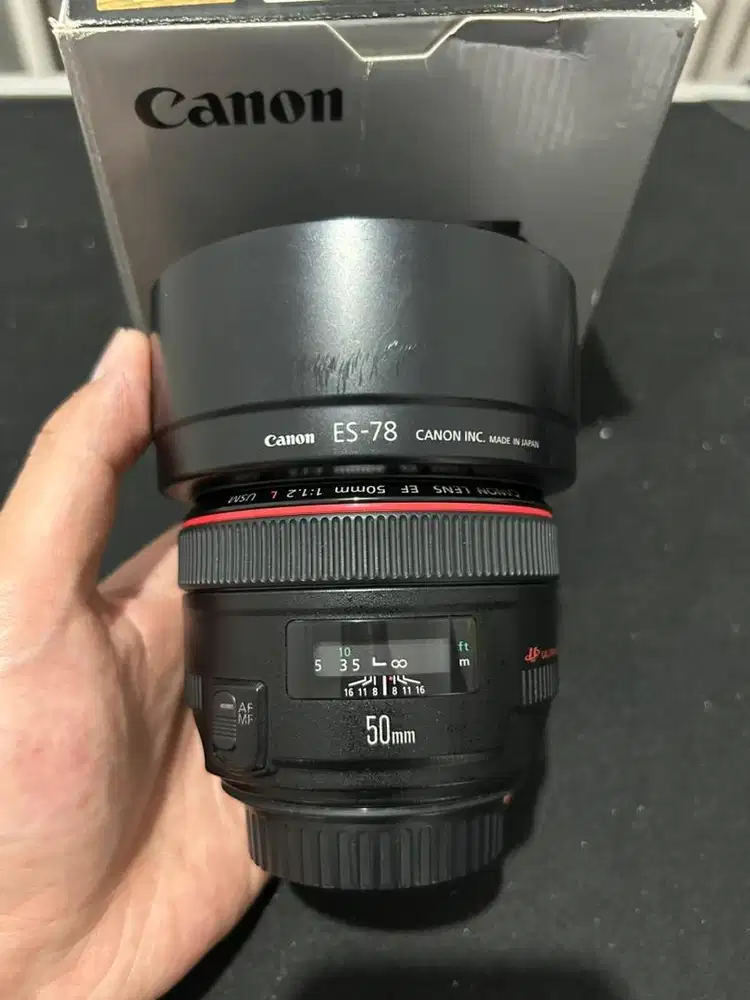 Lensa Canon 50mm f1.2 L USM Fullset Mulus