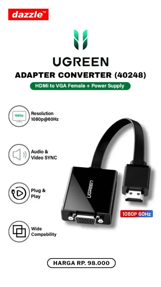 UGREEN CONVERTER HDMI TO VGA (40248)