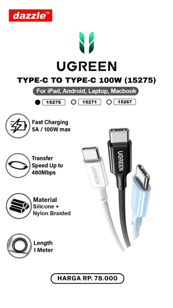 UGREEN C TO C CABLE 100W WEAVEN