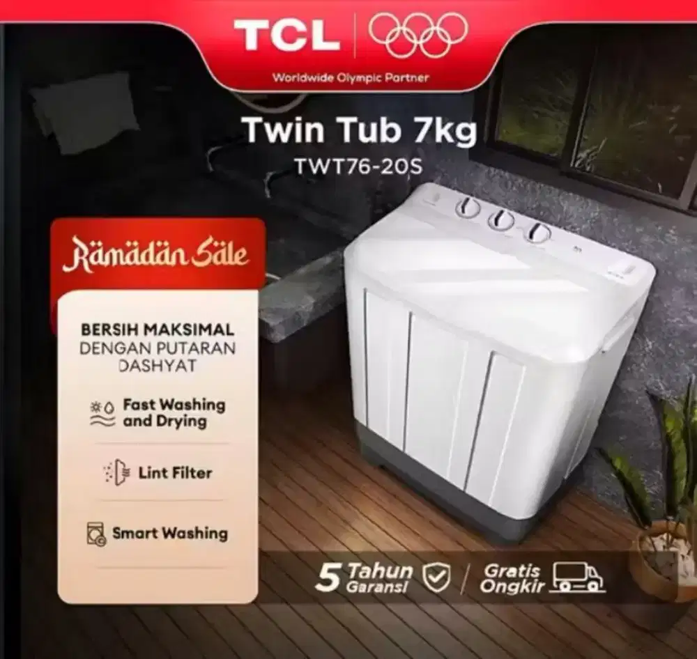 Mesin cuci TCL tipe sesuai foto