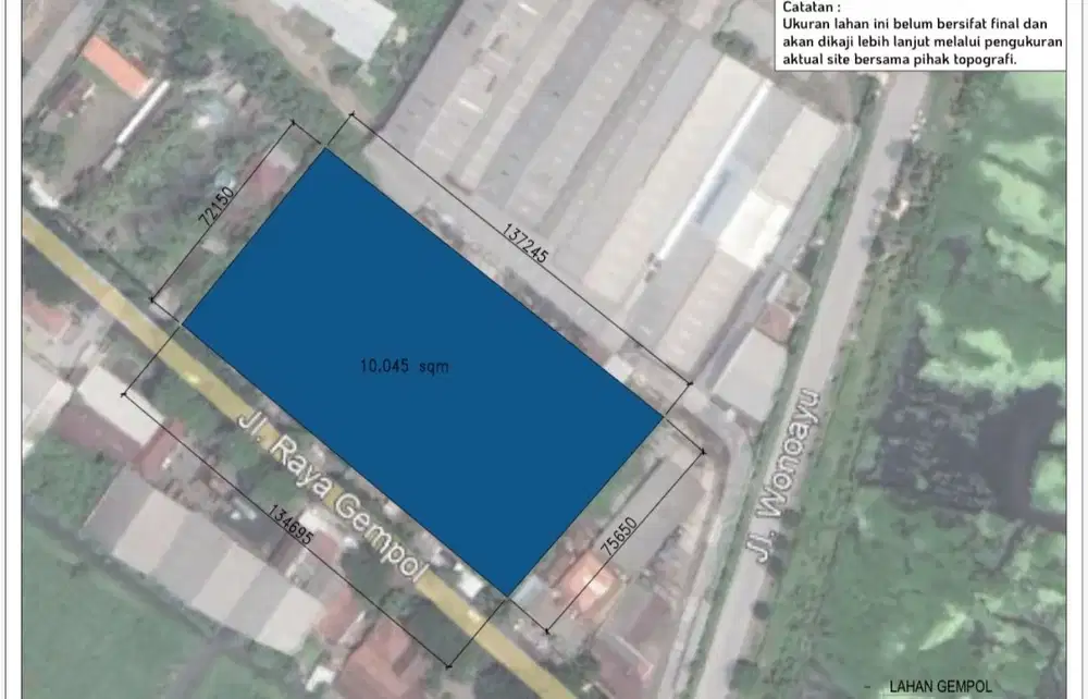 DIJUAL TANAH KOMERSIAL STRATEGIS RAYA GEMPOL! COCOK UNTUK RUKO/GUDANG!