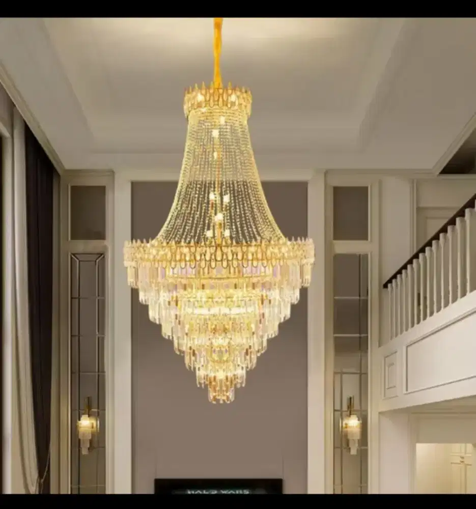 Lampu Gantung Kristal K9 Mewah Double - Layer 3 Warna