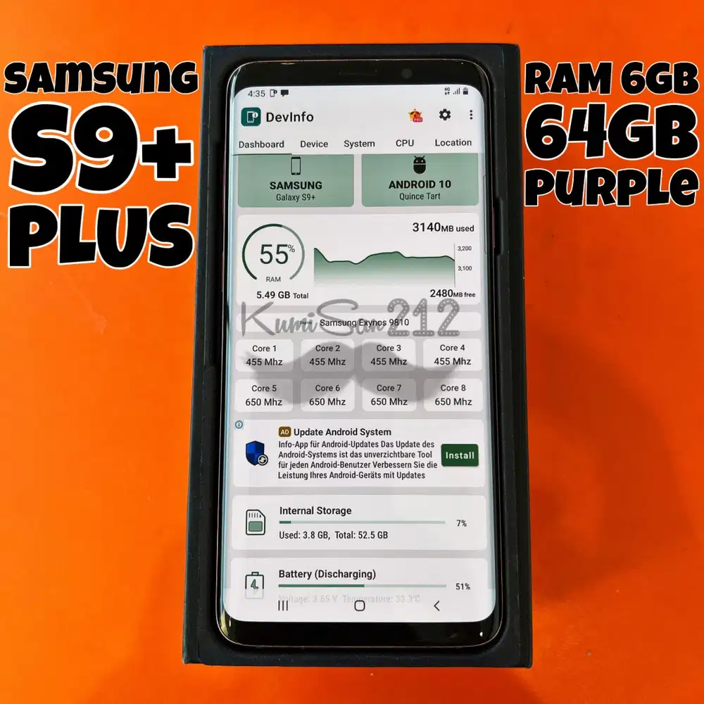 Samsung S9+ 64GB RAM 6GB Lilac Purple Dual SIM Indonesia S9 Plus 6/64