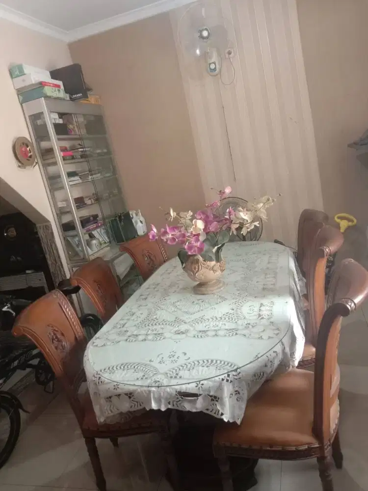 [Banting Harga] Set Meja Makan Jati Ukir Jepara (6 Kursi) - Mewah