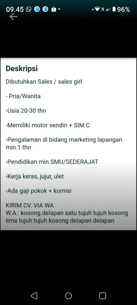 Lowongan Sales/Marketing Kantong Plastik