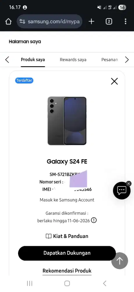 Samsung s24 fe ram 8/128