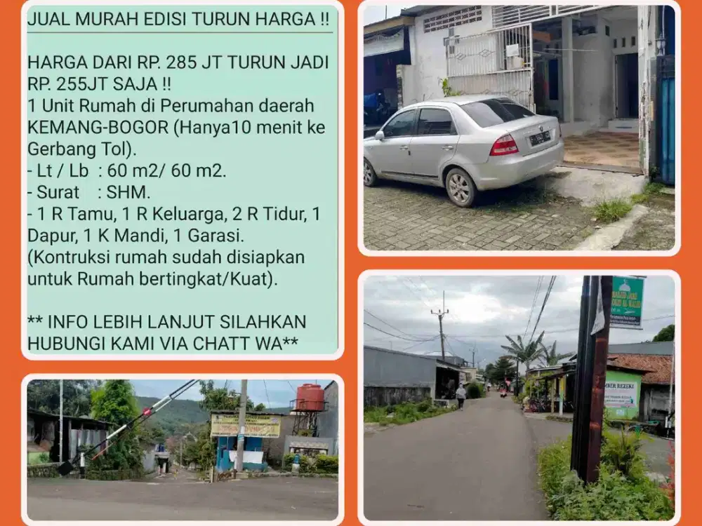 Rumah Komplek Jalan Lebar –    2 Mobil Papasan Lancar.                  Di Kemang - Bogor.