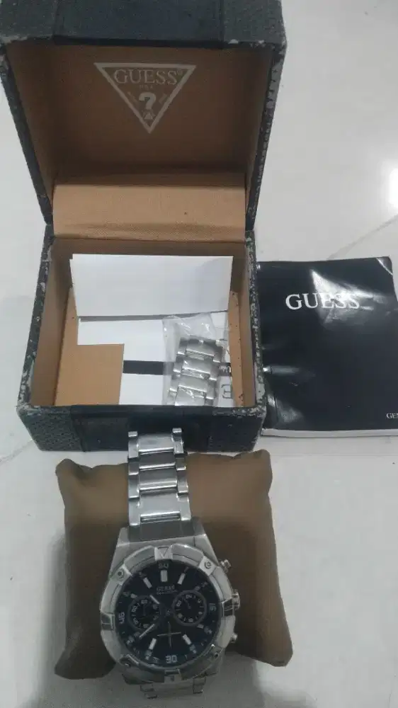 Guess Jolt Chronograph Blue Dial Silver Steel Strap Watch Men-W0377G2