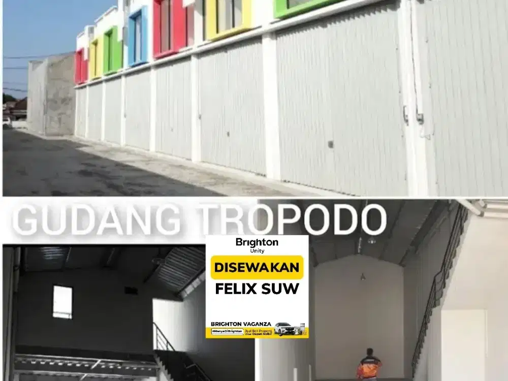 Disewakan Gudang 2 lt  Tropodo