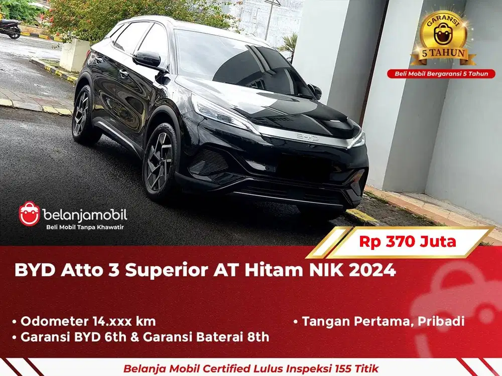 [ GARANSI 5TH ] BYD Atto 3 Superior AT Hitam NIK 2024/2025
