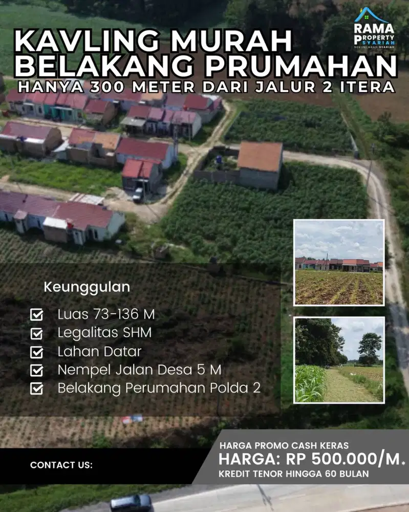 *KAVLING RUKO PROMO TANPA DP HANYA 200 MTR DARI DUA JALUR ITERA