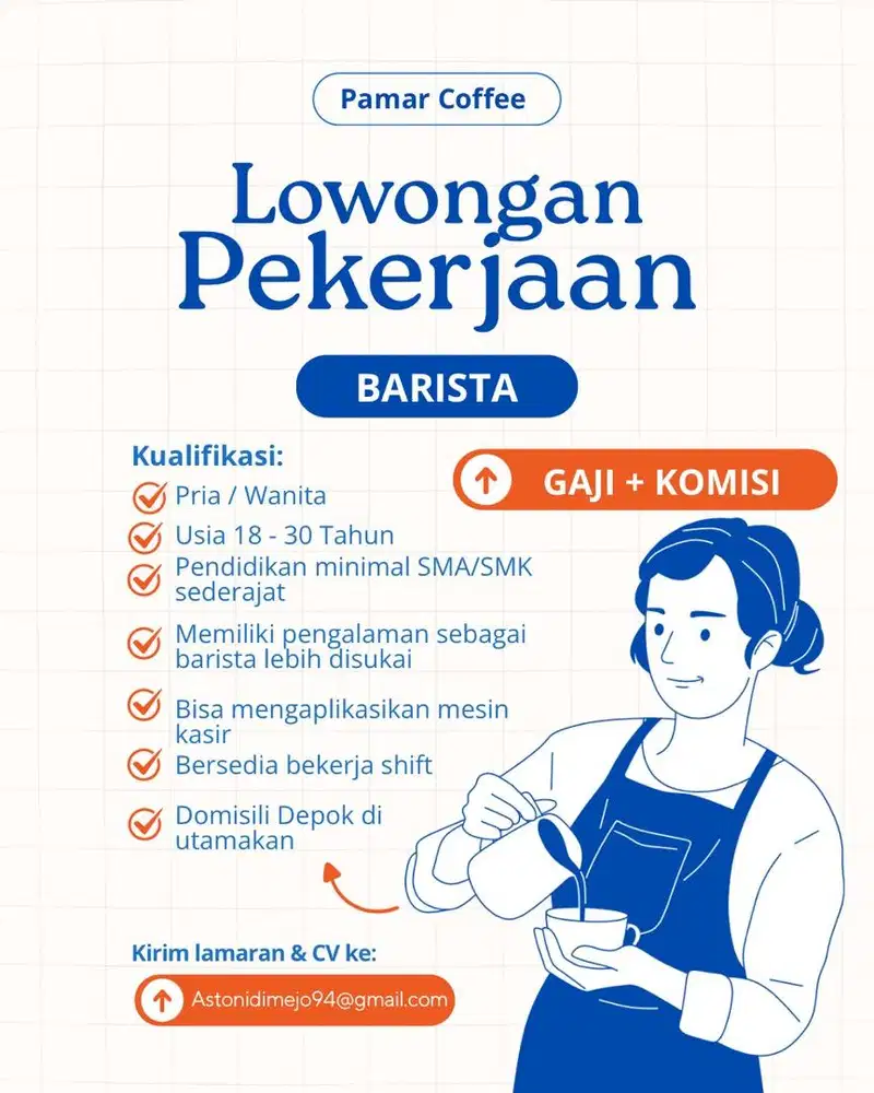 DI CARI TEAM UNTUK KERJA DI KAFE