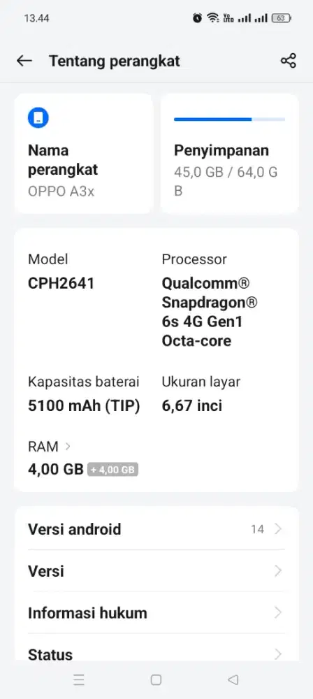 Oppo a3x.Merah nebula