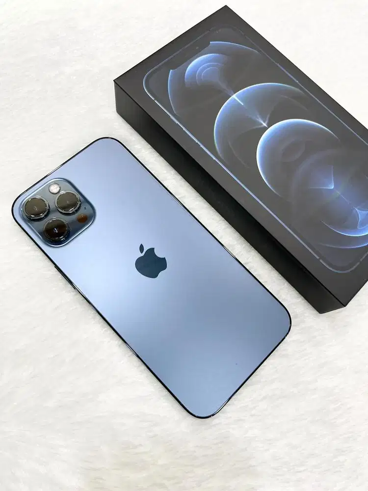 Iphone 12 pro max 256gb pacific blue, resmi iBox (like new)