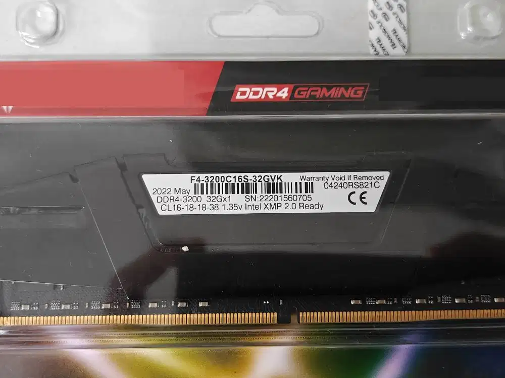 RAM G.Skill Ripjaws DDR4 32GB x 1 F4-3200C16S-32GVK