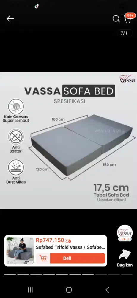 KASUR LIPAT 180x120x17,5