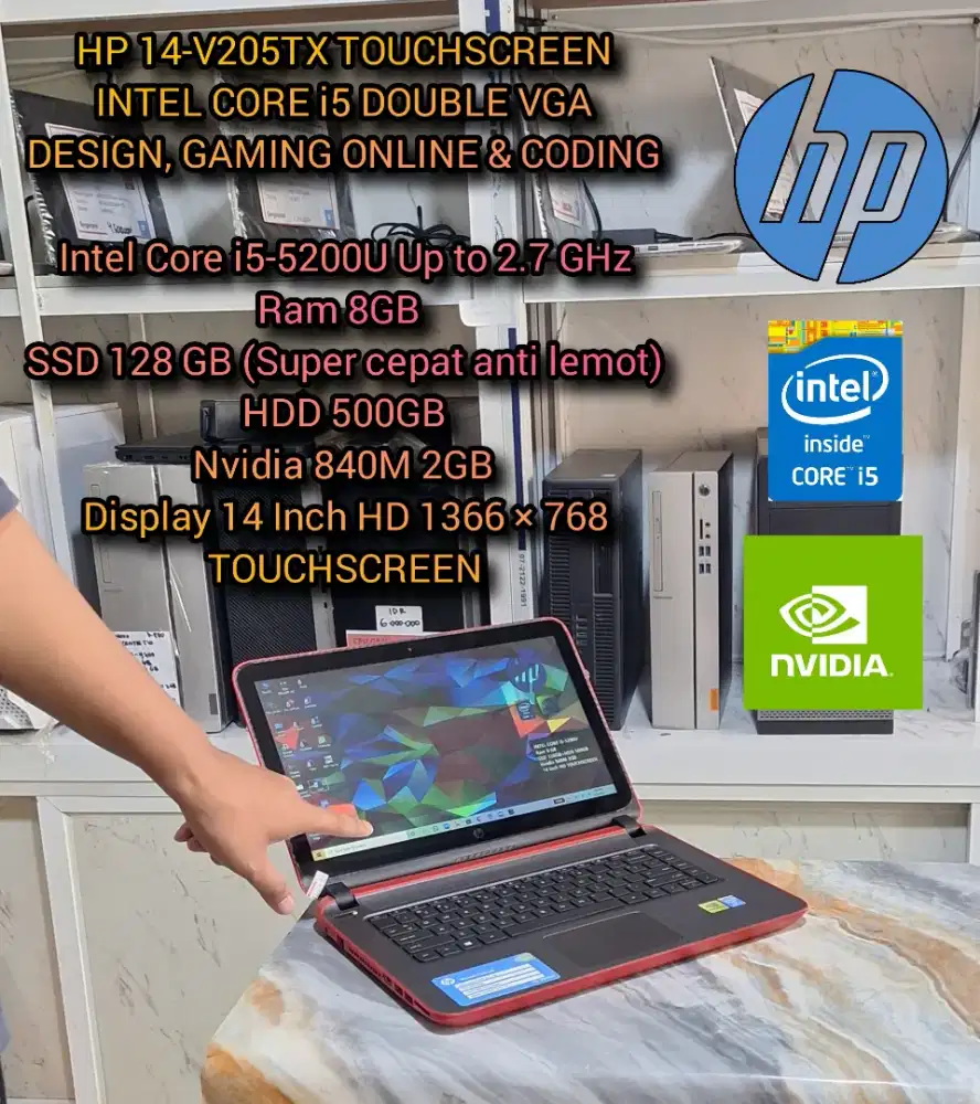 LAPTOP HP TOUCHSCREEN INTEL CORE i5 NVIDIA
LAPTOP DESIGN GAMING RINGAN