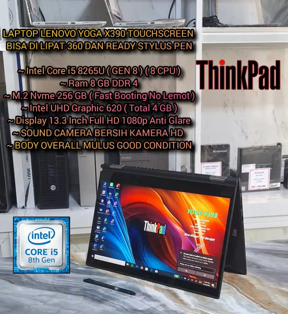 LENOVO THINKPAD YOGA X390 SUPER MULUS BISA DILIPAT 360 DERAJAT LAPTOP